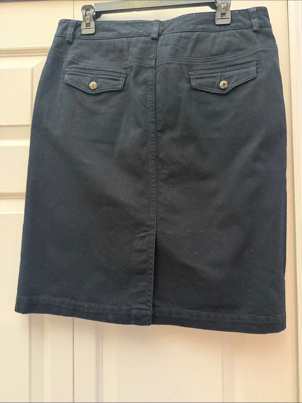 Talbots Black Pencil Skirt with Button Accent